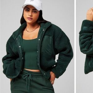 Fabletics Dark Green Teddy Jacket